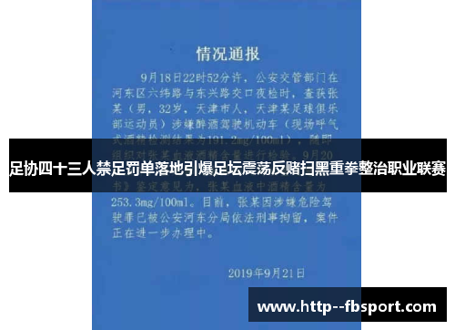 足协四十三人禁足罚单落地引爆足坛震荡反赌扫黑重拳整治职业联赛